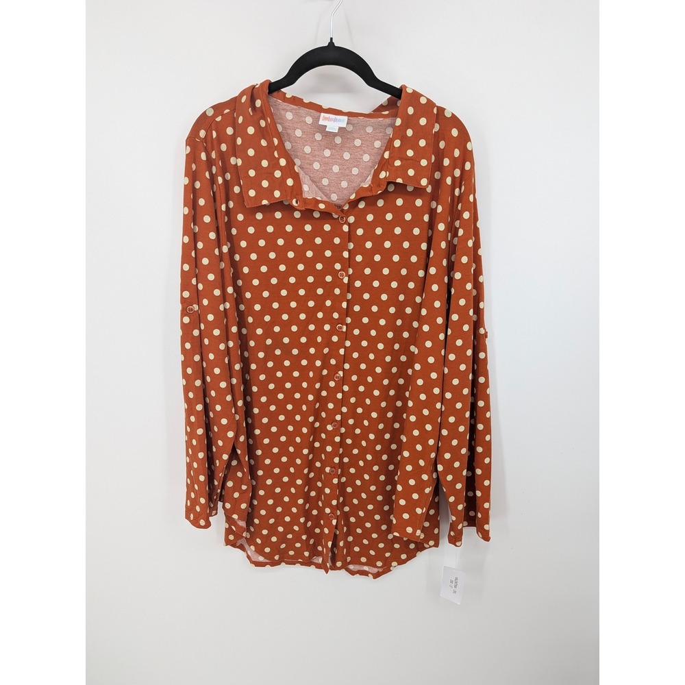 LuLaRoe Valentina Button Down Bundle Women 2XL Floral Polka Dot Fall Lot of 2 - Picture 2 of 8
